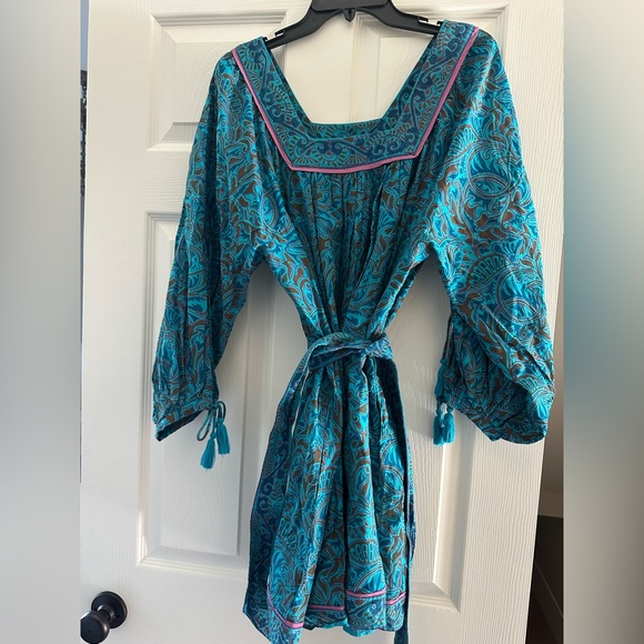 Dresses & Skirts - Bohemian Blue and Brown Dress - Cleobella